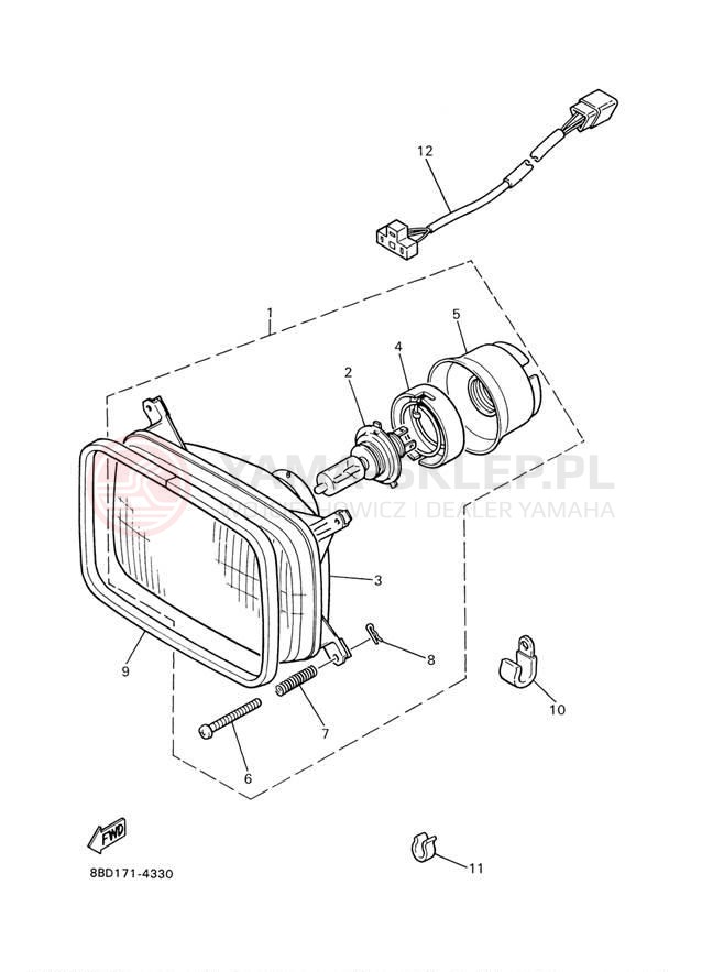 Schemat "Lampa przód" do Yamaha BR250TF