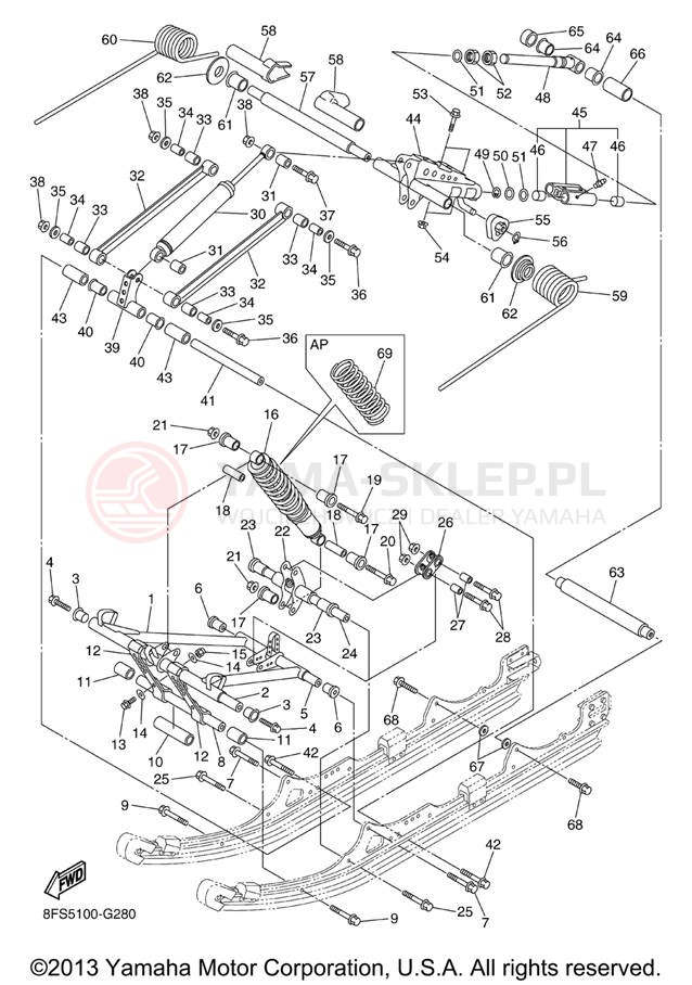 Schemat "Zawieszenie gąsiennicy" do Yamaha APEX MTX RX10MTXL