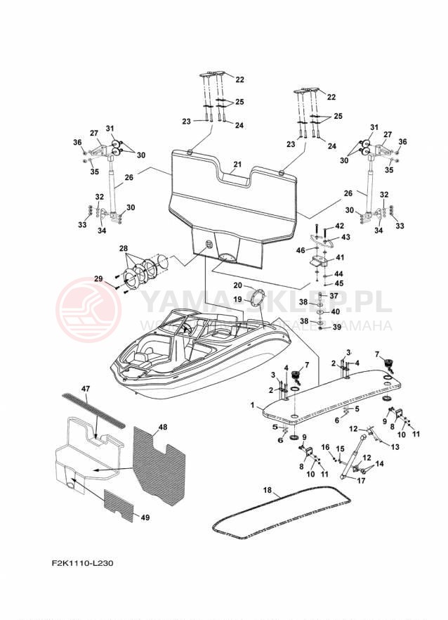 Schemat "DECK HATCH" do Yamaha SX210 LAT1100CP/LAT1100DP