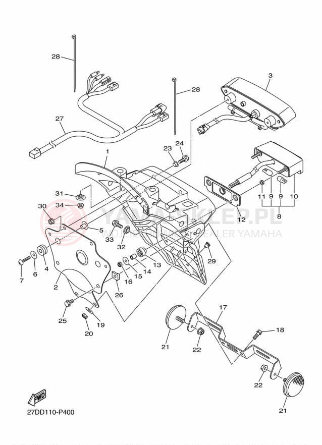 Schemat "lampa tył" do Yamaha STRYKER XVS13CFCS/XVS13CFS