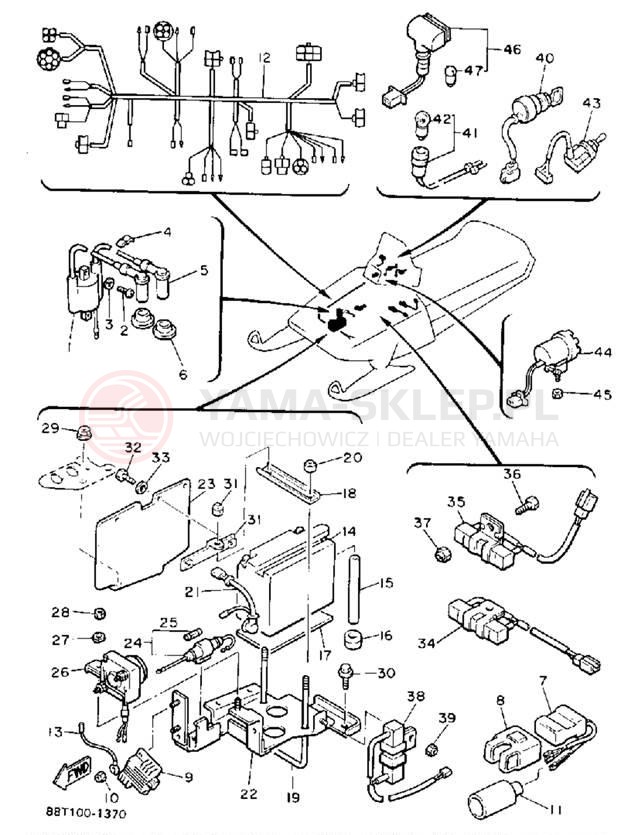 Schemat "układ elektryczny" do Yamaha VENTURE XL VT480R