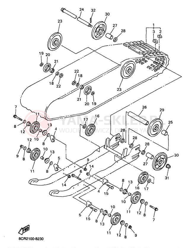 Schemat "Zawieszenie gąsiennicy" do Yamaha VENTURE 500 VT500B/VT600B