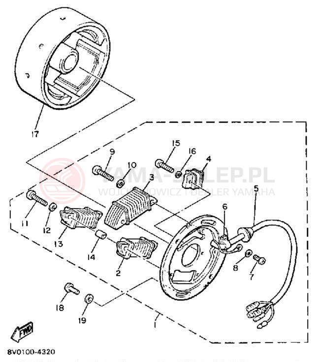 Schemat "prądnica" do Yamaha PHAZER PZ480M