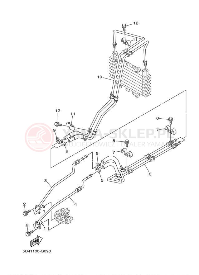 Schemat "OIL PIPE FOR TURBO" do Yamaha RHINO 700 FI YXR7FYL/YXR7FYGR