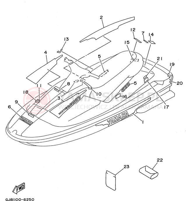 Schemat "Naklejki" do Yamaha WAVE RAIDER 700 RA700BU