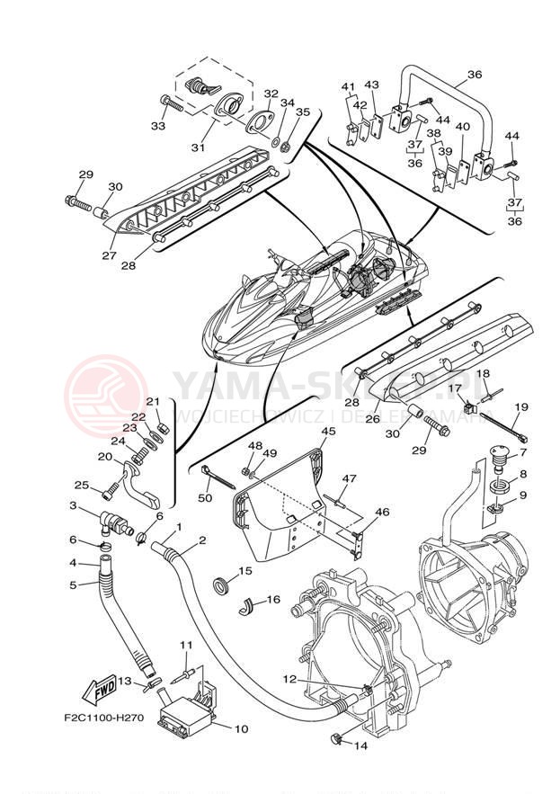 Schemat "HULL & DECK" do Yamaha WAVERUNNER FZR GX1800K
