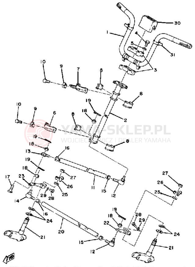 Schemat "Kierownica i osprzęt" do Yamaha ET250D