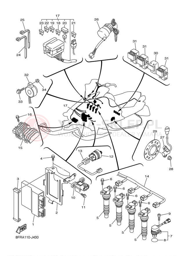 Schemat "układ elektryczny" do Yamaha APEX GT RX10GTZB/RX10GTZL
