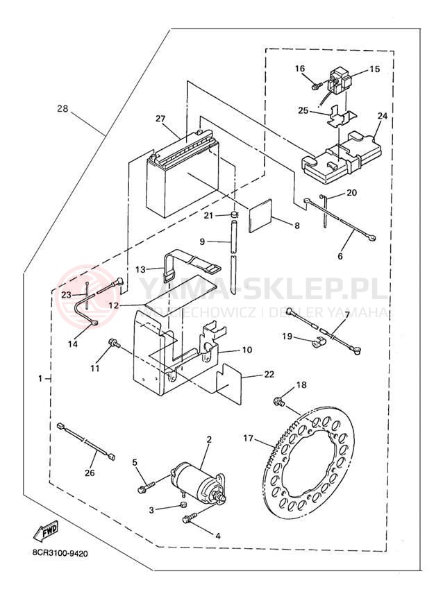 Schemat "układ elektryczny" do Yamaha VMAX 600 VX600C/VX500C
