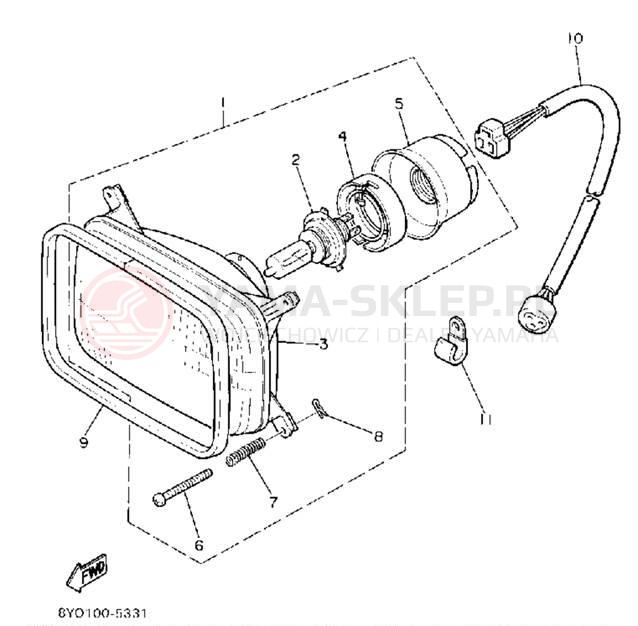 Schemat "Lampa przód" do Yamaha SRV SR540M