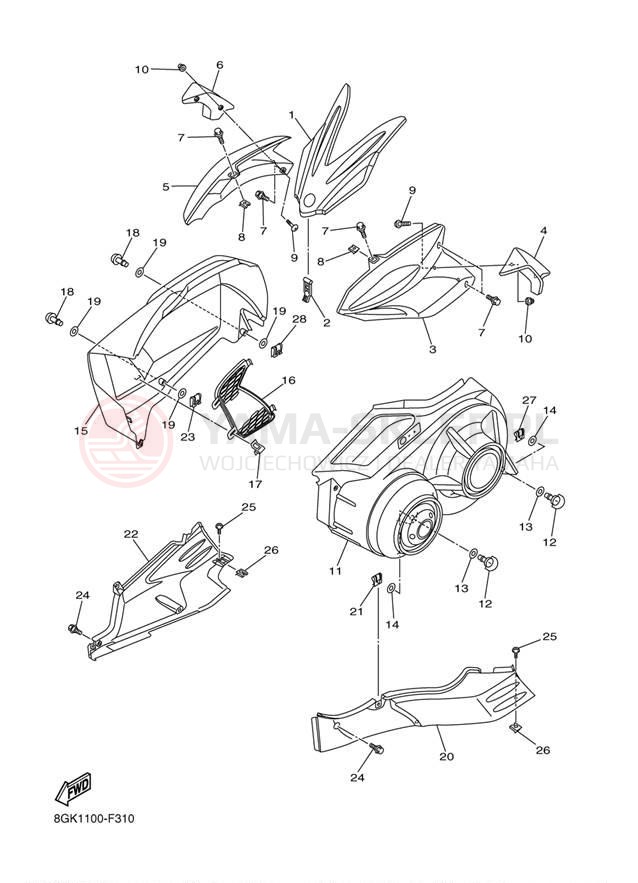 Schemat "Osłony" do Yamaha PHAZER GT PZ50GTW
