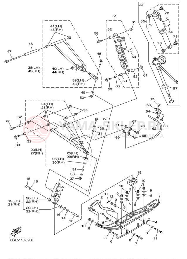 Schemat "płozy" do Yamaha FX NYTRO FX10ZB/FX10ZW