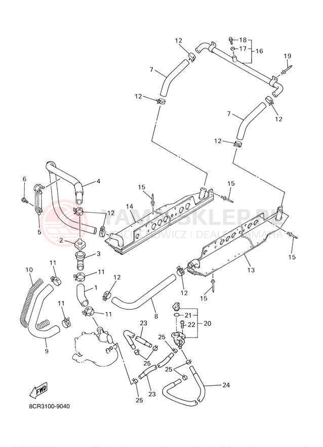 Schemat "Układ chlodzenia" do Yamaha SX500R SX500D