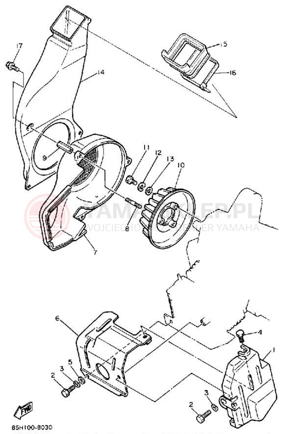 Schemat "Obudowa wentylatora" do Yamaha SNOSCOOT (ELEC START) SV80EM