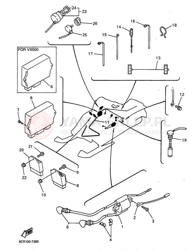 Schemat "układ elektryczny" do Yamaha VMAX 600 XT VX600XTA/VX500XTA