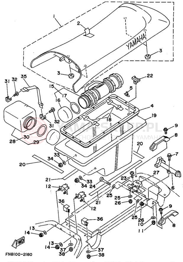 Schemat "siedzenie" do Yamaha WAVE RUNNER PRO VXR WRB700S