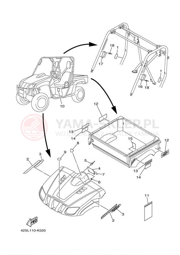 Schemat "naklejki" do Yamaha RHINO 700 SPORT YXR7FSPA