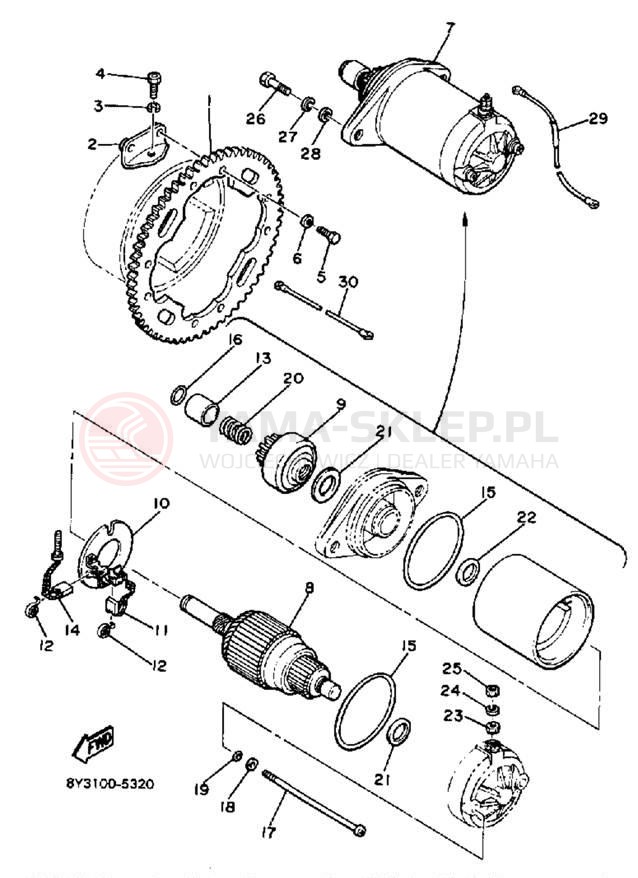 Schemat "rozrusznik" do Yamaha EXCEL III EC340J