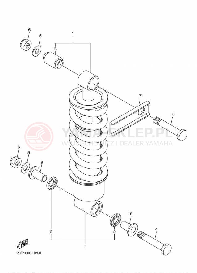 Schemat "zawieszenie tył" do Yamaha FZ6R FZ6RFCR/FZ6RFR