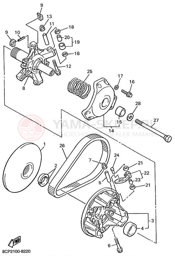 Schemat "PRIMARY SHEAVE" do Yamaha MOUNTAIN MAX 600 MM600PC