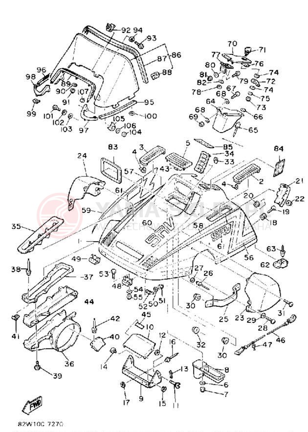 Schemat "SHROUD - WINDSHIELD" do Yamaha SRV SR540L