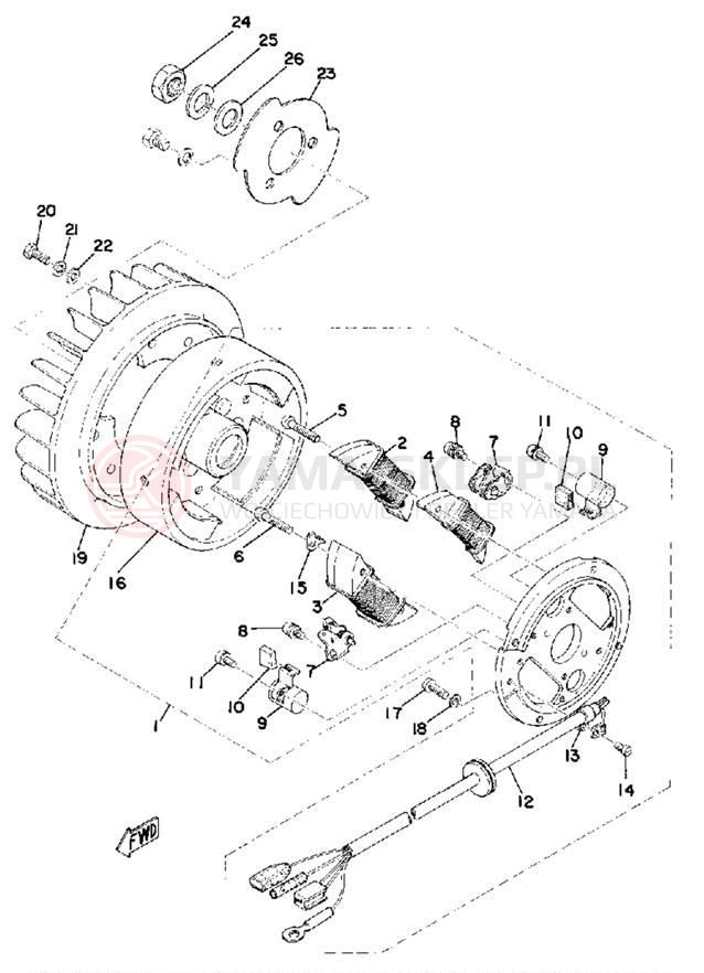 Schemat "Układ zapłonowy" do Yamaha GS340A