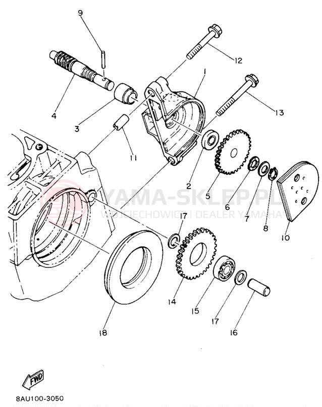 Schemat "przeniesienie napędu" do Yamaha VK540 II VK540EU