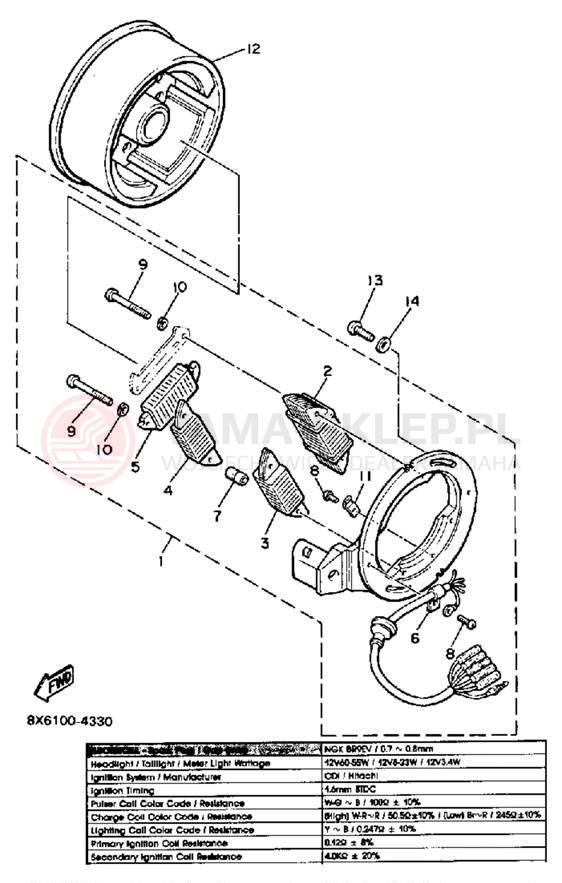Schemat "prądnica" do Yamaha V-MAX VMX540L
