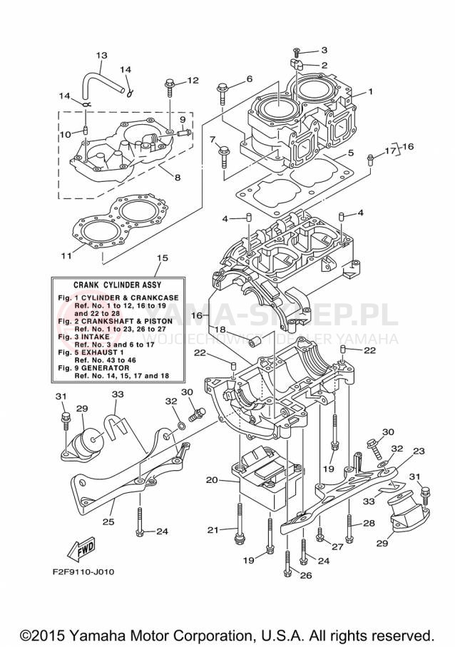 Schemat "Obudowa silnika - cylinder" do Yamaha WAVERUNNER SUPER JET SJ700BP