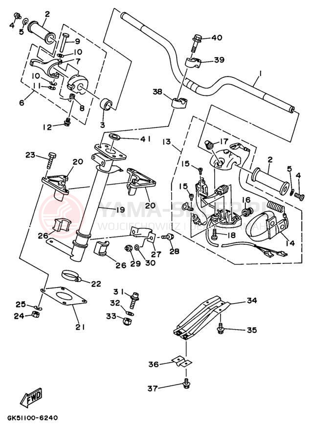 Schemat "Kierownica i osprzęt" do Yamaha WAVE BLASTER II WB760U