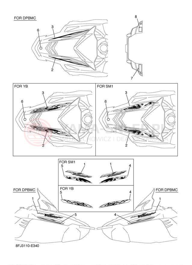 Schemat "naklejki" do Yamaha VECTOR ER RS90RL/RS90NRL
