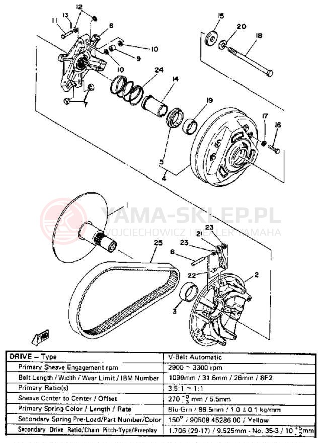 Schemat "PRIMARY SHEAVE" do Yamaha EX440D