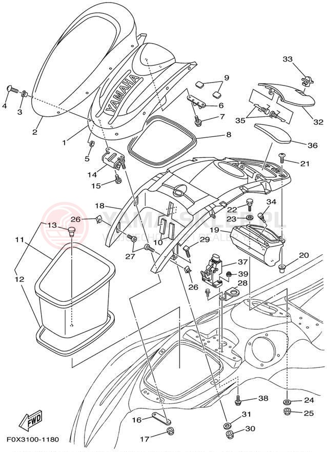 Schemat "ENGINE HATCH" do Yamaha GP1200R GP1200AZ