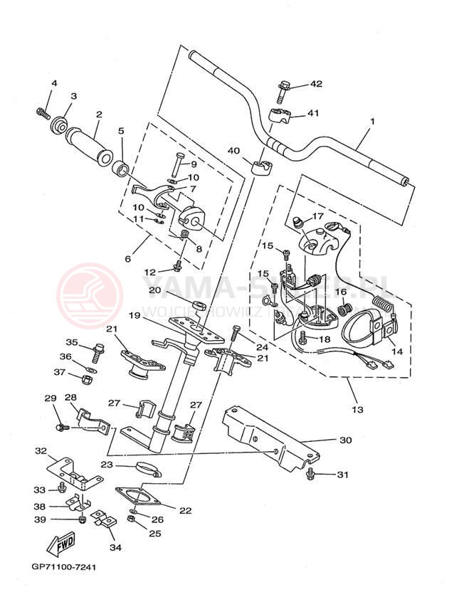 Schemat "Kierownica i osprzęt" do Yamaha WAVE RUNNER GP1200 GP1200W