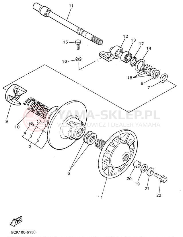 Schemat "Przeniesienie napędu" do Yamaha VENTURE XL VT480A