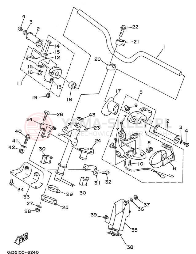 Schemat "Kierownica i osprzęt" do Yamaha WAVE VENTURE 700 WVT700U
