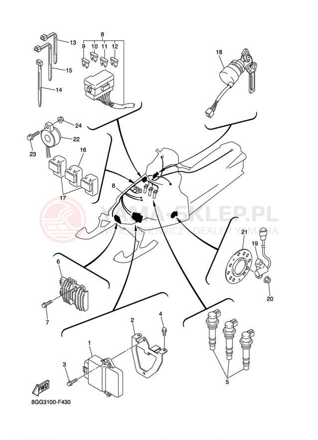 Schemat "układ elektryczny" do Yamaha VECTOR GT RS90GTW
