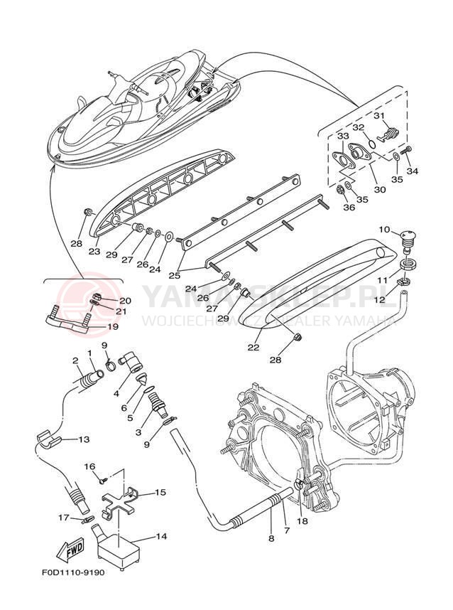 Schemat "HULL & DECK" do Yamaha XL1200 LTD XA1200Y