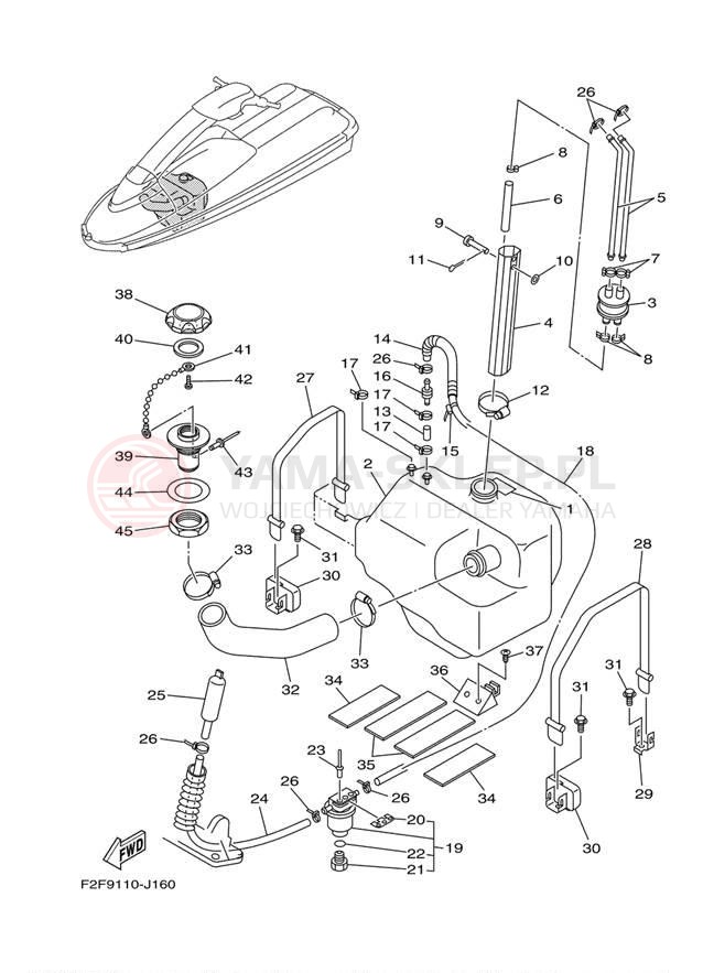 Schemat "zbiornik paliwa" do Yamaha WAVERUNNER SUPER JET SJ700BN