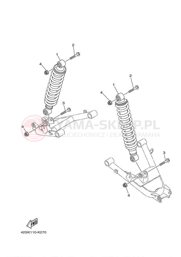 Schemat "zawieszenie tył" do Yamaha RHINO 700 YXR7FBGR/YXR7FBL
