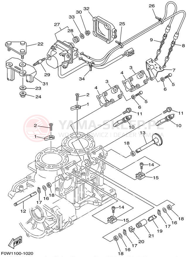 Schemat "Obudowa silnika - cylinder" do Yamaha GP800R GP800AZ