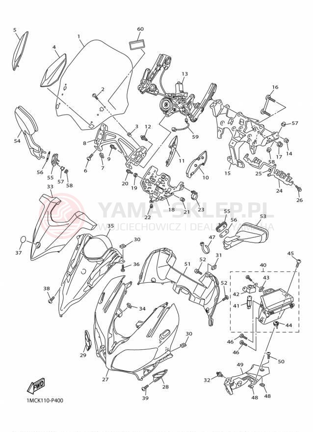 Schemat "elementy nadwozia" do Yamaha FJR1300A FJR13AFC/FJR13AF