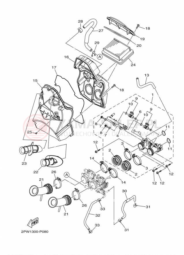 Schemat "Wtrysk paliwa" do Yamaha TMAX XP500F