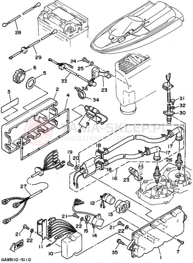 Schemat "układ elektryczny" do Yamaha WAVE RUNNER III WRA650T