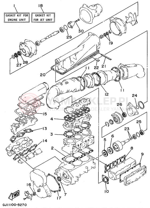 Schemat "Zestaw naprawczy" do Yamaha WAVE RAIDER 1100 RA1100T