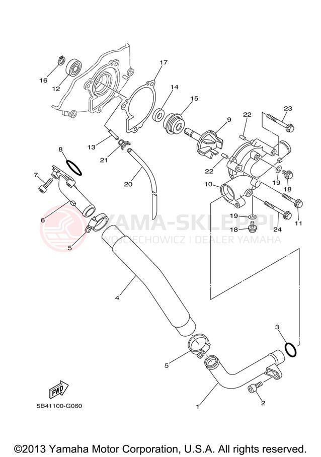 Schemat "Pompa wody" do Yamaha RHINO 700 FI HUNTER YXR70FHX