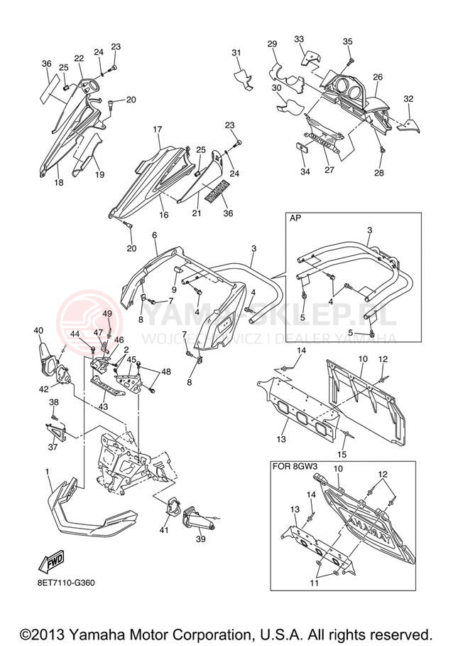 Schemat "zderzak" do Yamaha RS VENTURE RST90XR/RST90GTXS