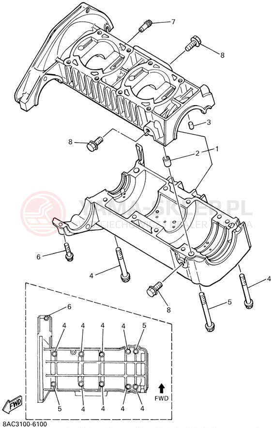 Schemat "Obudowa silnika" do Yamaha VK540 III VK540ED