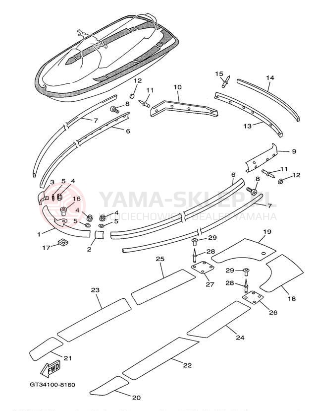 Schemat "GUNWALE - MAT" do Yamaha WAVEVENTURE 700 WVT700W