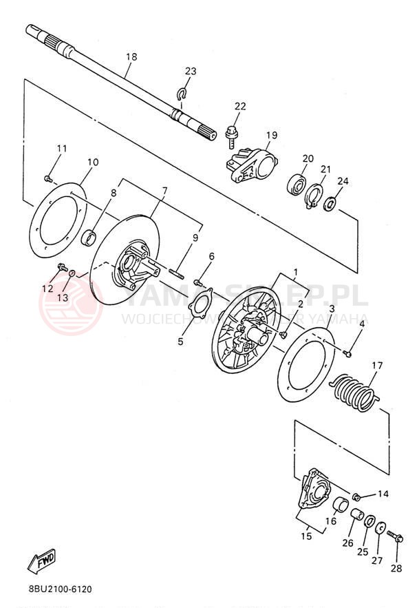 Schemat "Przeniesienie napędu" do Yamaha VMAX-4 800 VX800W